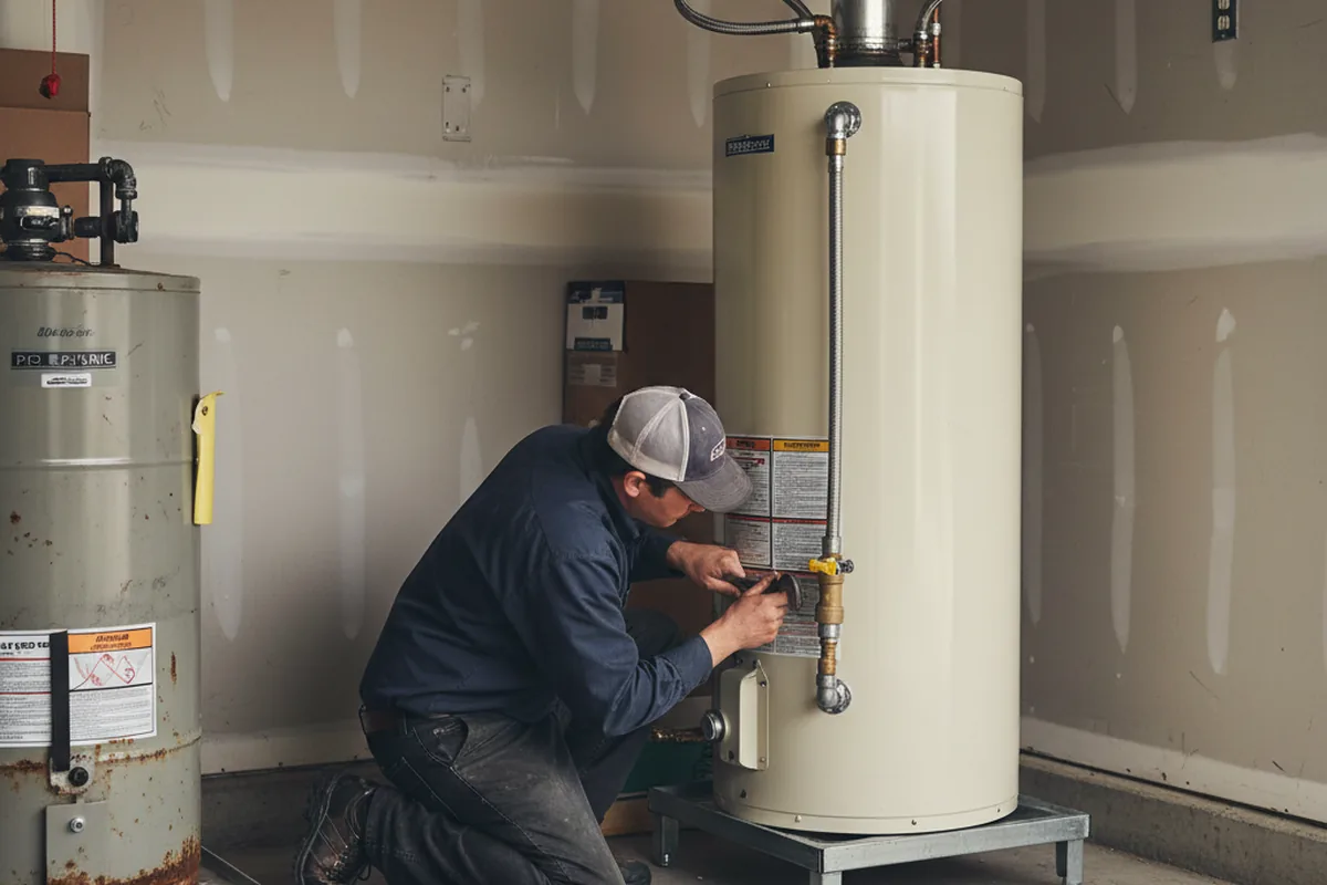 Water heater and shutoff valve replacement in Swannanoa
