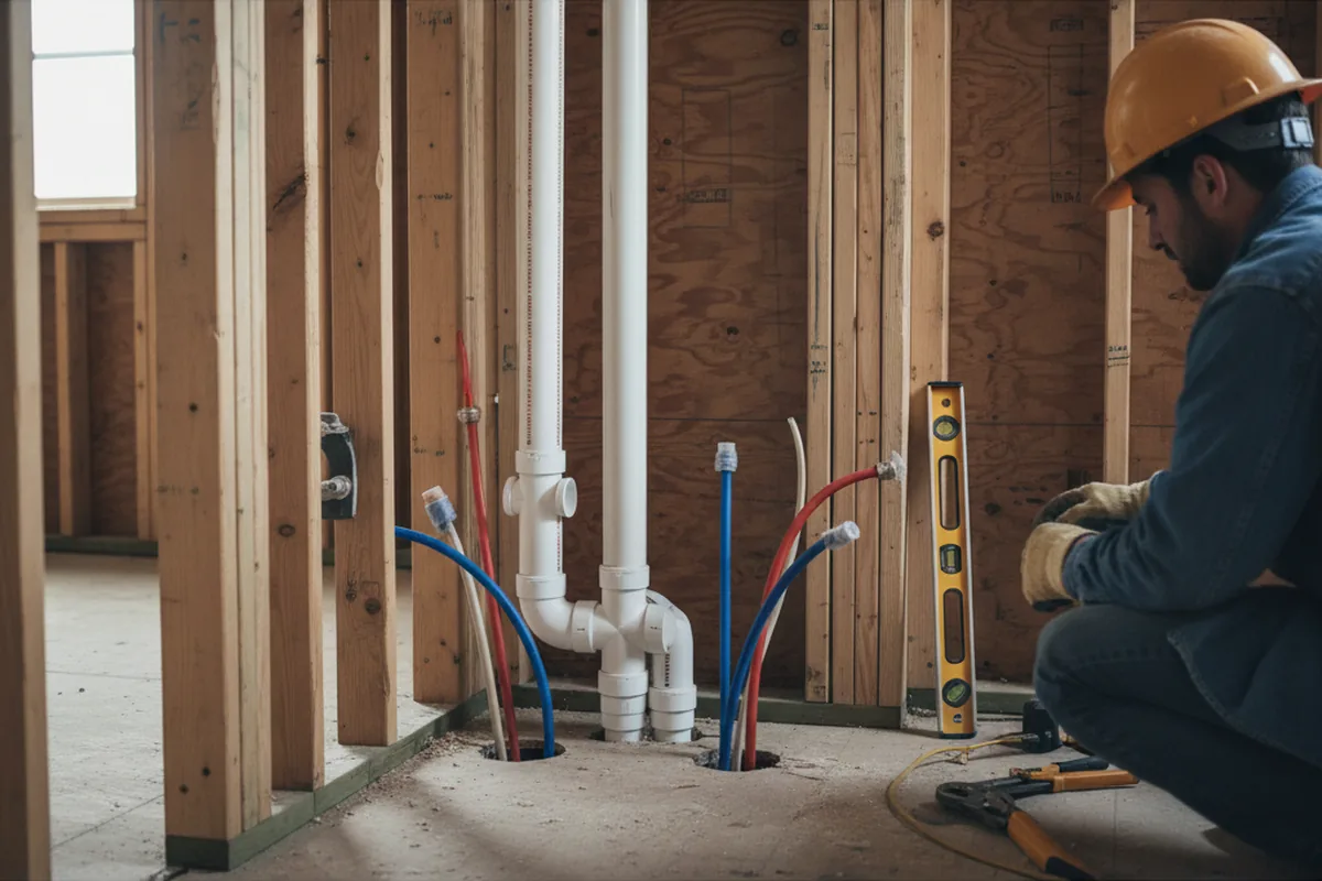 Drain and supply rough-in during Leak Detection in Swannanoa